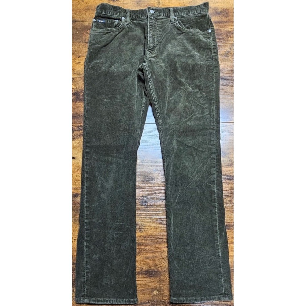 Polo Ralph Lauren Men's Varick Slim Straight 33x32 Olive Green Corduroy 5 Pocket